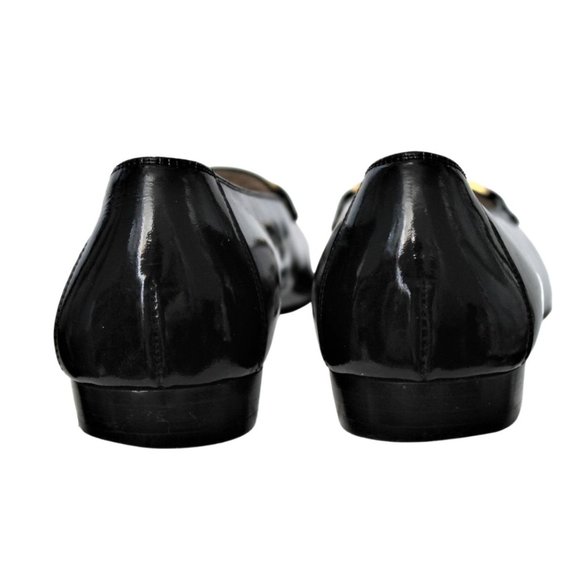 VTG Salvatore Ferragamo Loafer Black Patent Leather Gold Chain Accent Size 10 4A - Picture 6 of 12